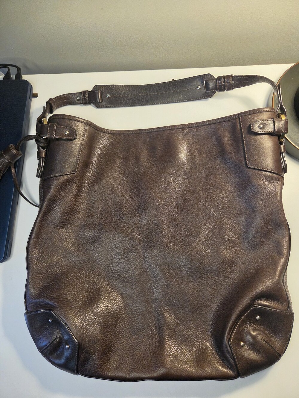 Authentic Bally Brown Leather Tassel Hobo Shoulder Bag - Brown - Picture 2 of 12